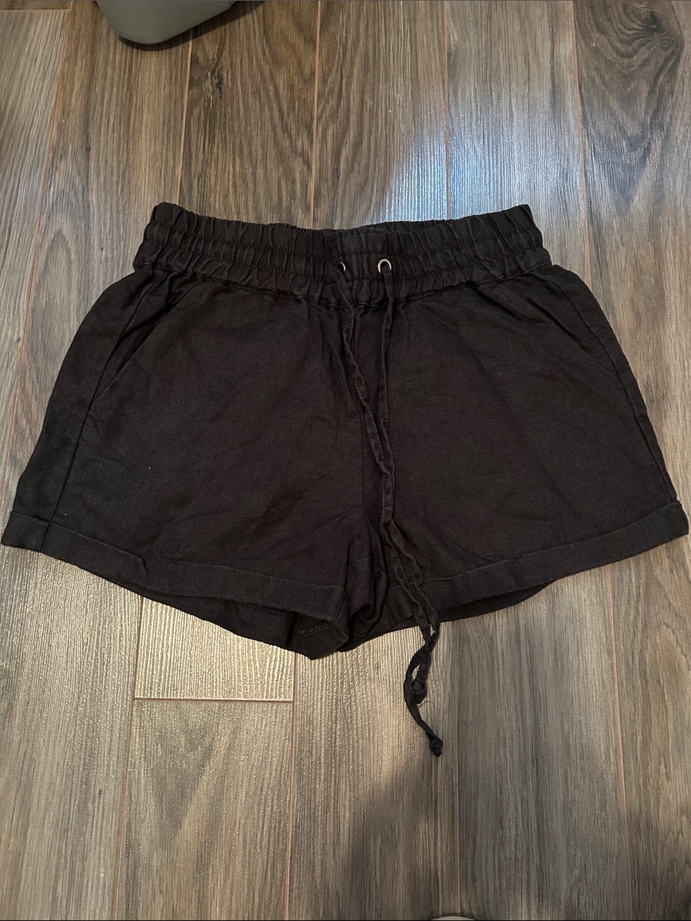 twik Black Elastic Waist Drawstring Athletic Shorts